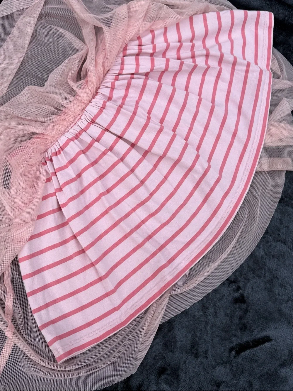 Tea Collection Pink Striped Tulle Tutu Skirt Size 5 Girls Twirl Play